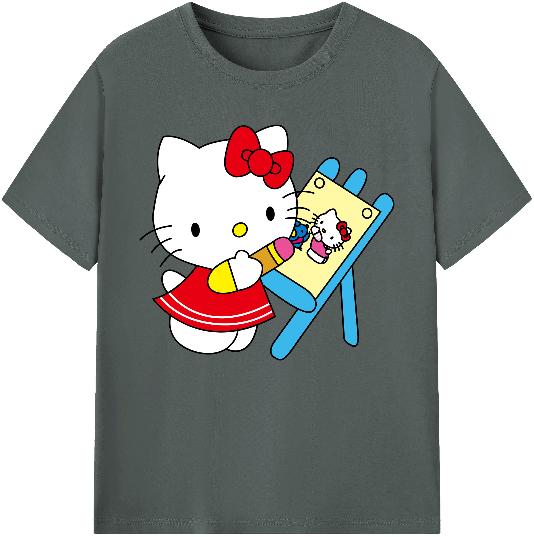 （画像用） Hello Kitty ハローキティ 綿100％ メンズ半袖Tシャツ｜肌触りやわらか＆通気性